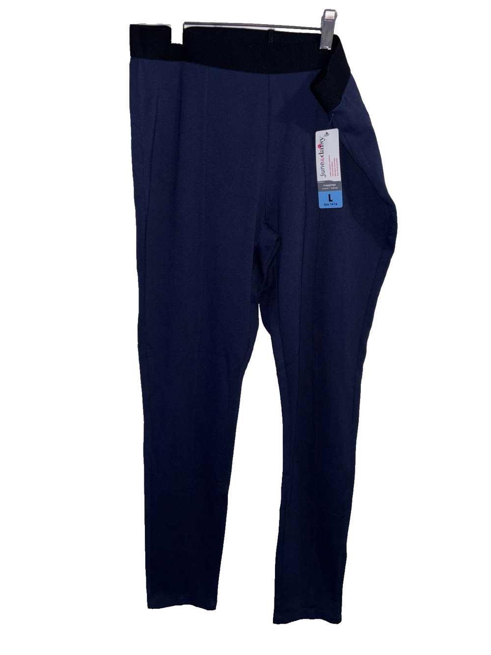 June & Daisy Treggings Womens Large L 14-16 Dark Ocean Blue Stretch Pull On Pant